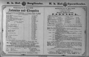 Theaterzettel (Oper und Burgtheater in Wien) 18790605 Seite: 1