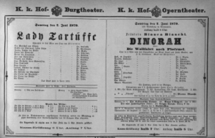Theaterzettel (Oper und Burgtheater in Wien) 18790607 Seite: 1
