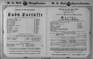 Theaterzettel (Oper und Burgtheater in Wien) 18790610 Seite: 1