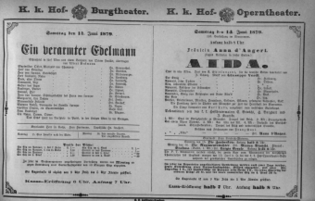 Theaterzettel (Oper und Burgtheater in Wien) 18790614 Seite: 1