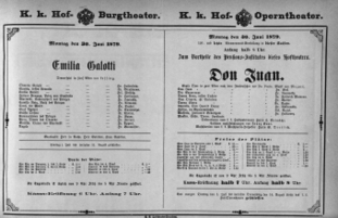 Theaterzettel (Oper und Burgtheater in Wien) 18790630 Seite: 1