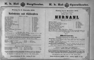 Theaterzettel (Oper und Burgtheater in Wien) 18790902 Seite: 1