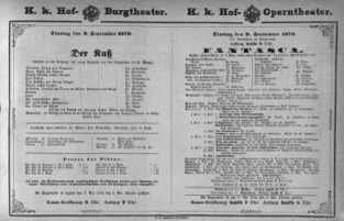 Theaterzettel (Oper und Burgtheater in Wien) 18790909 Seite: 1