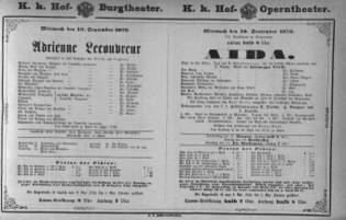 Theaterzettel (Oper und Burgtheater in Wien) 18790910 Seite: 1