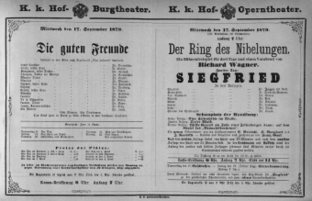 Theaterzettel (Oper und Burgtheater in Wien) 18790917 Seite: 1