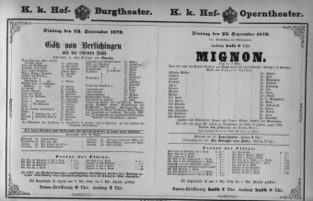 Theaterzettel (Oper und Burgtheater in Wien) 18790923 Seite: 1