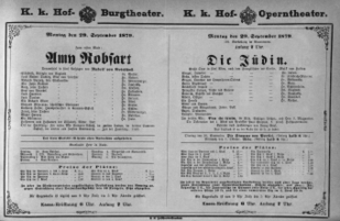 Theaterzettel (Oper und Burgtheater in Wien) 18790929 Seite: 1