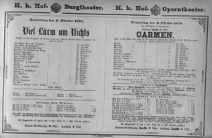 Theaterzettel (Oper und Burgtheater in Wien) 18791002 Seite: 1