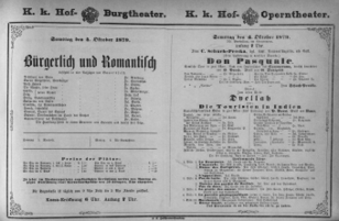 Theaterzettel (Oper und Burgtheater in Wien) 18791004 Seite: 1