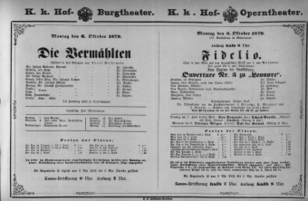 Theaterzettel (Oper und Burgtheater in Wien) 18791006 Seite: 1