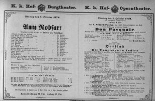 Theaterzettel (Oper und Burgtheater in Wien) 18791007 Seite: 1