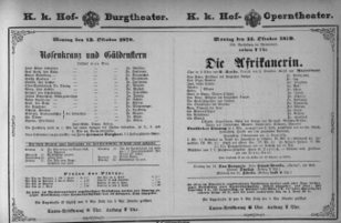 Theaterzettel (Oper und Burgtheater in Wien) 18791013 Seite: 1
