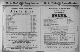 Theaterzettel (Oper und Burgtheater in Wien) 18791016 Seite: 1