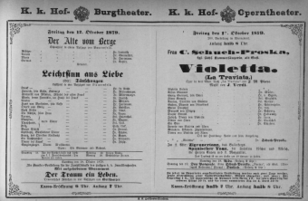 Theaterzettel (Oper und Burgtheater in Wien) 18791017 Seite: 1