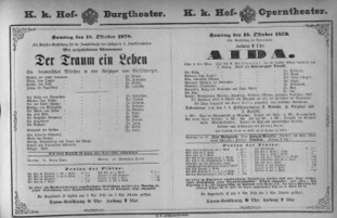 Theaterzettel (Oper und Burgtheater in Wien) 18791018 Seite: 1