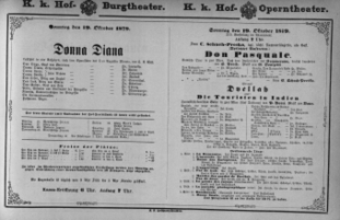 Theaterzettel (Oper und Burgtheater in Wien) 18791019 Seite: 1