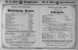 Theaterzettel (Oper und Burgtheater in Wien) 18791020 Seite: 1