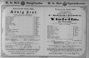 Theaterzettel (Oper und Burgtheater in Wien) 18791021 Seite: 1