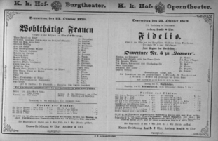 Theaterzettel (Oper und Burgtheater in Wien) 18791023 Seite: 1