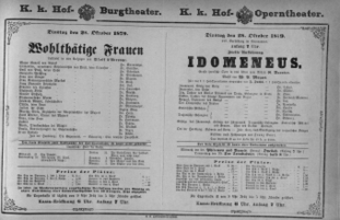 Theaterzettel (Oper und Burgtheater in Wien) 18791028 Seite: 1