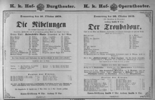 Theaterzettel (Oper und Burgtheater in Wien) 18791030 Seite: 1