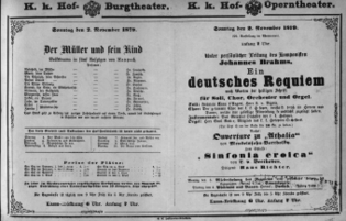 Theaterzettel (Oper und Burgtheater in Wien) 18791102 Seite: 1