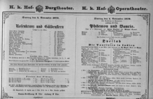 Theaterzettel (Oper und Burgtheater in Wien) 18791104 Seite: 1