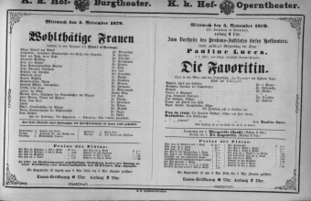 Theaterzettel (Oper und Burgtheater in Wien) 18791105 Seite: 1