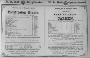 Theaterzettel (Oper und Burgtheater in Wien) 18791108 Seite: 1