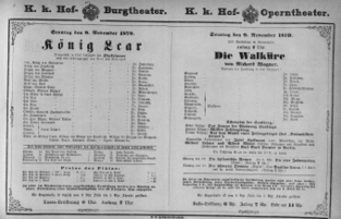 Theaterzettel (Oper und Burgtheater in Wien) 18791109 Seite: 1