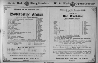 Theaterzettel (Oper und Burgtheater in Wien) 18791112 Seite: 1