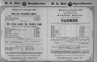 Theaterzettel (Oper und Burgtheater in Wien) 18791114 Seite: 1