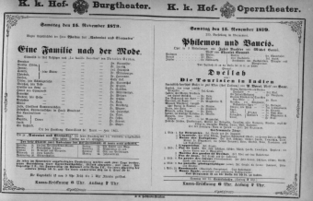 Theaterzettel (Oper und Burgtheater in Wien) 18791115 Seite: 1