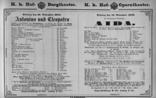 Theaterzettel (Oper und Burgtheater in Wien) 18791118 Seite: 1