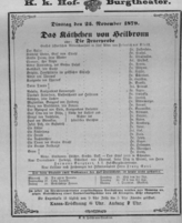 Theaterzettel (Oper und Burgtheater in Wien) 18791125 Seite: 1
