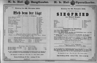Theaterzettel (Oper und Burgtheater in Wien) 18791130 Seite: 1