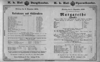 Theaterzettel (Oper und Burgtheater in Wien) 18791202 Seite: 1
