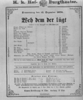 Theaterzettel (Oper und Burgtheater in Wien) 18791211 Seite: 1