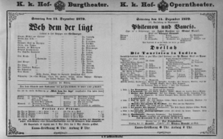 Theaterzettel (Oper und Burgtheater in Wien) 18791214 Seite: 1
