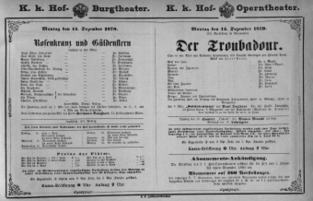 Theaterzettel (Oper und Burgtheater in Wien) 18791215 Seite: 1