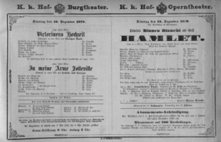 Theaterzettel (Oper und Burgtheater in Wien) 18791216 Seite: 1