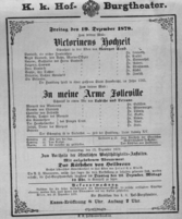 Theaterzettel (Oper und Burgtheater in Wien) 18791219 Seite: 1