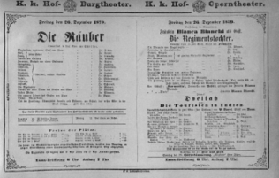 Theaterzettel (Oper und Burgtheater in Wien) 18791226 Seite: 1