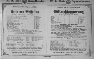 Theaterzettel (Oper und Burgtheater in Wien) 18791228 Seite: 1