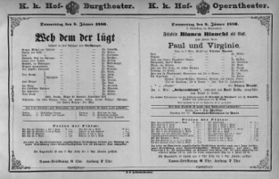 Theaterzettel (Oper und Burgtheater in Wien) 18800108 Seite: 1