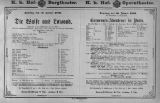 Theaterzettel (Oper und Burgtheater in Wien) 18800110 Seite: 1