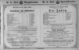 Theaterzettel (Oper und Burgtheater in Wien) 18800114 Seite: 1
