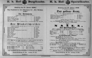 Theaterzettel (Oper und Burgtheater in Wien) 18800117 Seite: 1