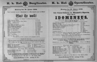 Theaterzettel (Oper und Burgtheater in Wien) 18800118 Seite: 1