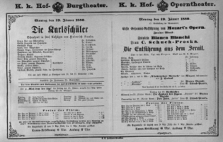 Theaterzettel (Oper und Burgtheater in Wien) 18800119 Seite: 1